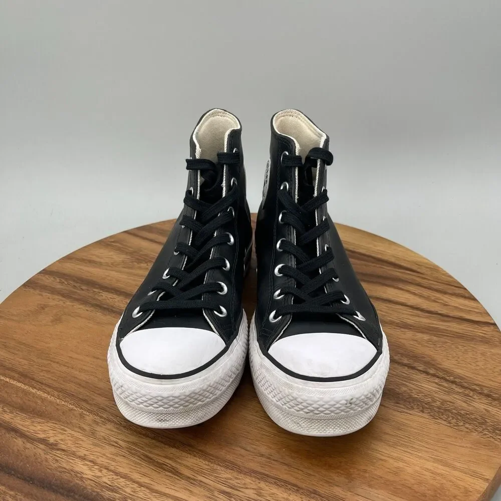 Converse CTAS Platform Lift Hi Shoes Womens Size 9 Black Leather Casual Skate